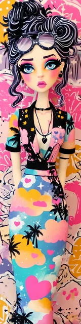 Free teacher bookmark featuring a bright neon teacher standing